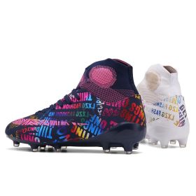 Soccer Shoes Fashion Breathable Broken Nail Soccer Shoes Men's Large Size (Option: Black rose beige long nails-43)