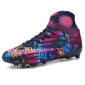 Soccer Shoes Fashion Breathable Broken Nail Soccer Shoes Men's Large Size (Option: Black rose nails-35)