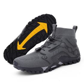 Outdoor Large Size Hiking Shoes Men's Lightweight High-top (Option: L2026 Gray-43)